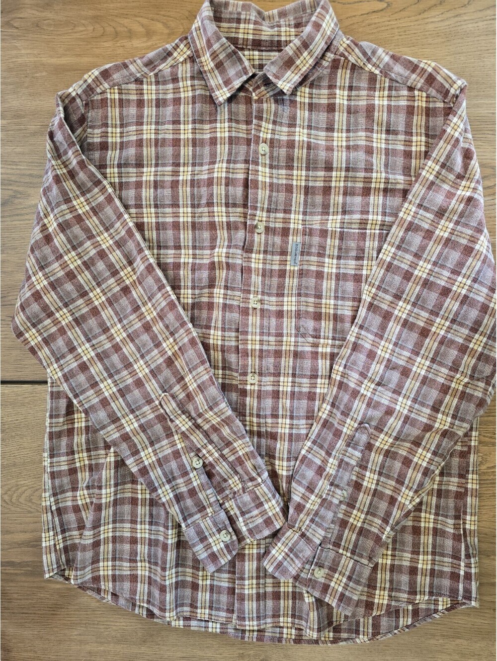 Woolrich Flannel Shirt Men’s Mediu Plaid Red Cinnamon Button Down Casual Outdoor